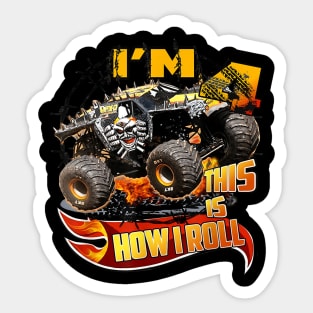 4Th Birthday Boy Monster Truck 4 Years Old For Kids Sticker